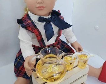 Pitcher and 2 cups of ice cold lemonade perfect summer treat in 15 - 18" 3:1 miniature doll food play scale AG elf, BJD miniature doll drink