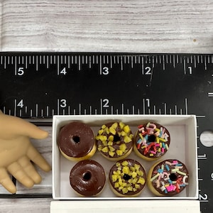 Everyone loves Donuts Especially mini traditional donuts made for 15 - 18&quot; doll play in 3:1 scale  6 miniature chocolate sprinkled doll food