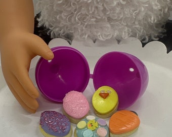 Plastic Easter egg with 5 Easter sugar cookies Perfect holiday treat Made for 15-18" in 3:1 scale Miniature mini AG doll food pretend play