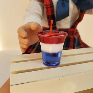 patriotic 4th of July firecracker jello made in 15 - 18&quot; 3:1 doll scale perfect for AG, elf, BJD mini doll food Miniature dessert doll food