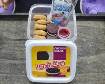 Chicken dunks lunch with drink is the perfect snack made in 3:1 scale for 15 - 18" dolls miniature doll food mini play AG elf doll miniature