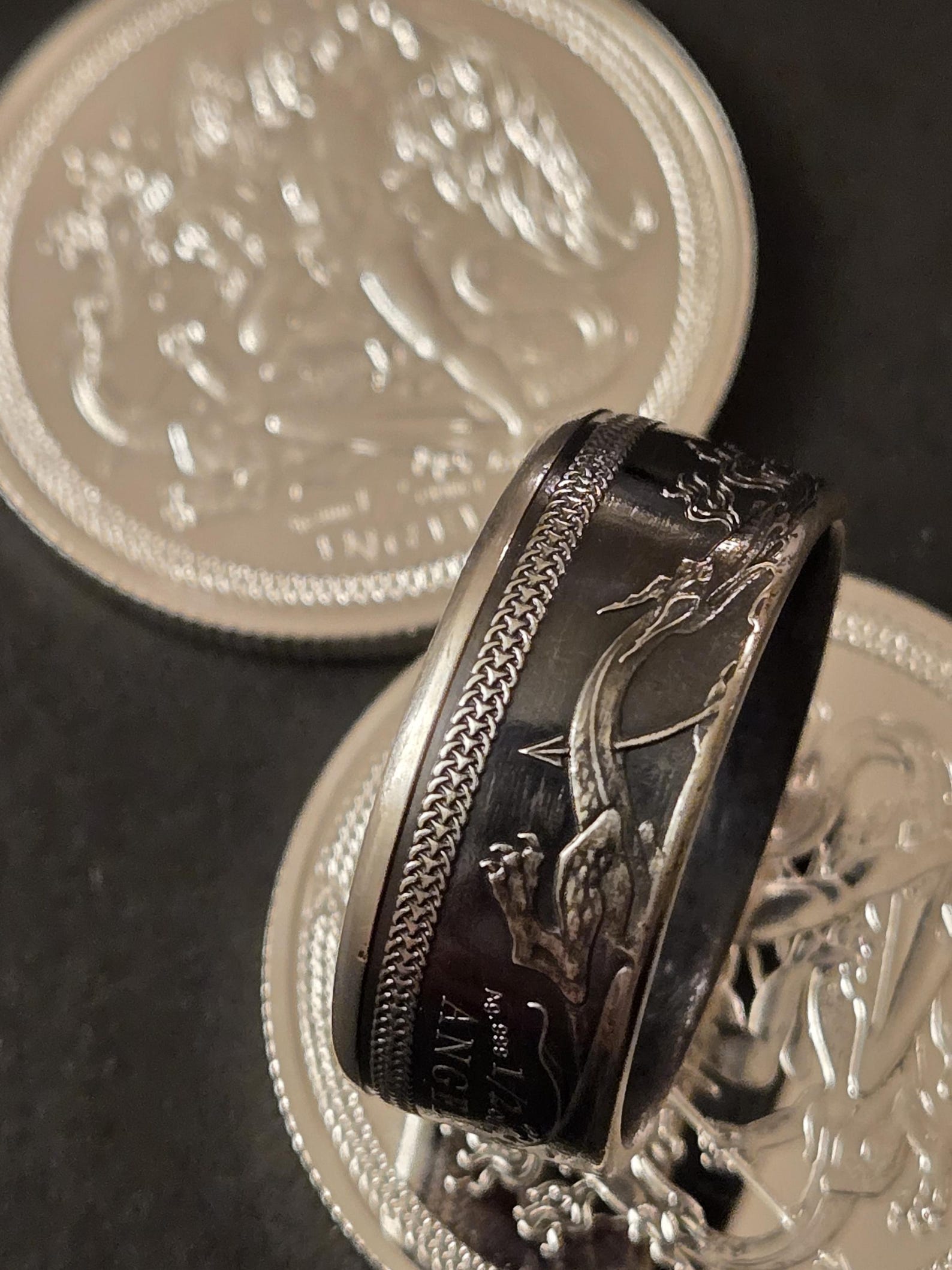 RARE Handmade Isle of Man Angel Coin Ring .999 Pure Silver Artisan ...