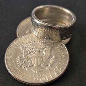 1964 Kennedy Half Dollar Coin Rings 90% Silver Sizes 5-13 Vintage Coin Silver Artisan Handmade Rings Gift Christmas Birthday Wedding Coin