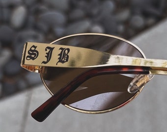 Occhiali da sole dorati personalizzati, occhiali da sole con iniziali incise al laser, regalo personalizzato