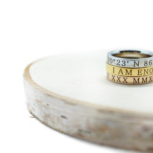 Personalized Ring, Stacking Rings, Custom Name Ring, Gift For Her, Custom Ring, Engraved Ring, Dainty Rings, Coordinates Ring, Roman Numeral