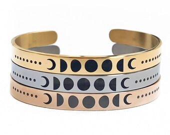Moon Phase Bracelet, Stainless Steel Celestial Jewelry