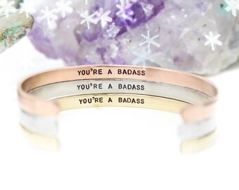 Badass Bracelet - Strong Women - Feminist Jewelry - Motivational Jewelry - Boss Lady - Boss Gift - Gift For Her - Feminist Cuff - Inspired