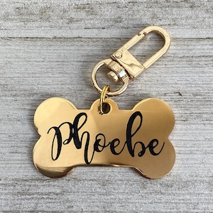 Custom Dog Bone Dog Tag, Engraved Stainless Steel Dog Tag, Pet ID Tag, Dog Tag Bone, Personalized Dogs Tag, Gold Dog Name Tag, New Dog Tag