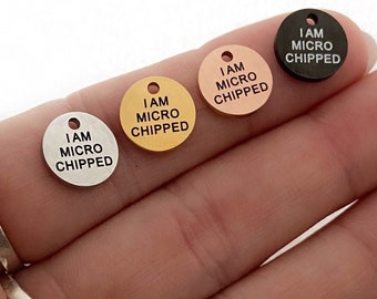 I Am Microchipped Add On Dog Tag, Microchip Add On, Small Dog Tag, Pet Tag, Pet ID Tag, Pet Accessories, Engraved Tag, Small Cat Tag, 10mm