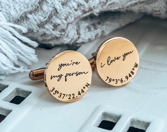 Anniversary Gift Cufflinks, Custom Initial and Date Cufflinks, Anniversary Gift for Husband, Wedding Gift for Groom, Wedding Cufflinks