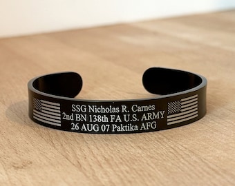 Military Memorabilia Bracelet, Military Memorial Bracelet, Men’s Memory Bracelet, Personalized Military, Black Military Memorial Bracelet