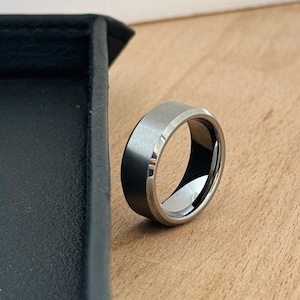 Personalized Silver Tungsten Wedding Band, Engraved Wedding Ring, Custom Ring, Mens Ring, Brushed Silver Wedding Band, Personalize Mens Ring