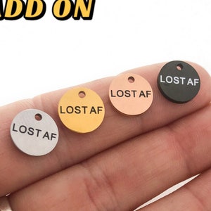 Lost AF Add On Dog Tag, Tiny Tag, Dog Collar, Pet Tag, Pet ID Tag, Pet Accessories, Engraved ID Tag, Small Cat Tag, Cat Collar Tag, 10mm Tag