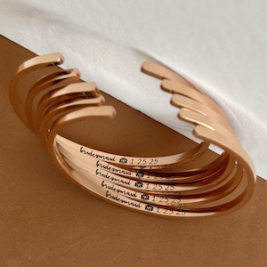 Personalized Bridesmaid Cuff Bracelet, Name Bracelet, Custom Stacking Bracelet, Customizable Wedding Party Gift, Engraved Name Cuff Bracelet