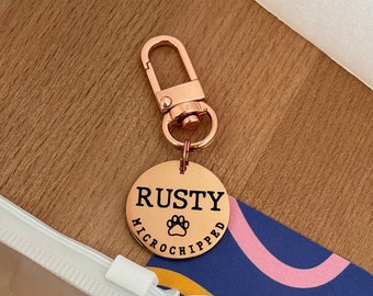 Personalized Dog Tag in Silver, Gold, Rose Gold or Black, Custom Microchipped Dog Tag, Pet ID Tag, Dog Name Tag, Custom Dog Tags for Dogs