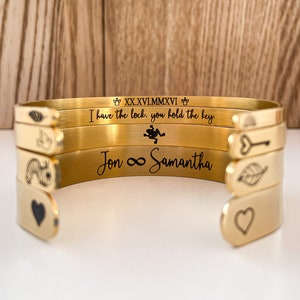 Personalized Cuff Bracelet: Engraved Secret Message, Stainless Steel Bangle