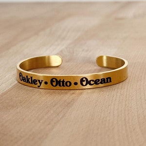 Custom Name Bracelet, Personalized Cuff Bracelet, Engraved Bracelet, Gold Bracelet, Custom Bracelets, Birthday Gift for Mom, Kids Names Gift