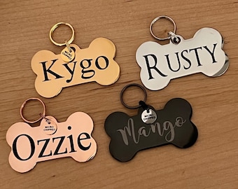 Targhetta personalizzata a forma di osso per cani, identificativo personalizzato per animali domestici, in acciaio inossidabile