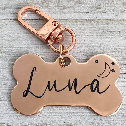 Custom Dog Tag in Gold Silver Rose Gold or Black Engraved Etsy