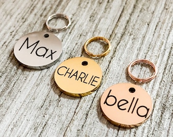 Laser Engraved Pet ID Tag Small Round .75 INCH W-tab - Etsy