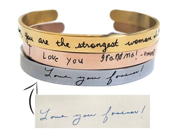 Your Own Handwriting Cuff Bracelet, Handwriting Bracelet, Handwriting Jewelry, Handwritten Bracelet, Personalized, Remembering A Loved One