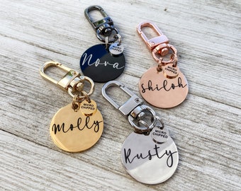 Microchipped Personalized Pet Tag Custom Dog Tag Cat Tag Cat Collar Tag Engraved ID Tag Dog ID Tag Dog Name Tag Silver Rose Gold Dog Collar