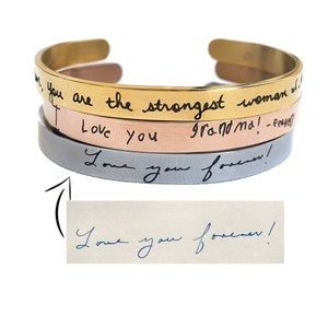 Your Own Handwriting Cuff Bracelet, Handwriting Bracelet, Handwriting Jewelry, Handwritten Bracelet, Personalized, Remembering A Loved One