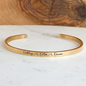 Personalized Name Bracelet, Gold Cuff Bracelet, Custom Name Cuff, Gift For Mom, Mom Gift, Dainty Bracelet, Skinny Personalized Stacking Cuff