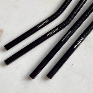 Custom Stainless Steel Tumbler Straw, Eco Engraved Straw, Black Metal Straw, Wholesale Straws, Pack of 12, Variety Pack Straws, Branding