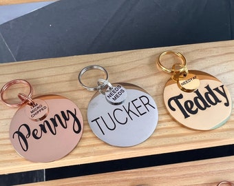 personalized dog tag gold silver rose gold metal custom pet ID tag name charm collar accessories deep laser engraved dog ID tag large tags