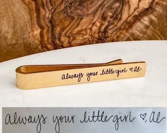 Custom Handwriting Tie Bar, Custom Signature Tie Clip, Personalized Tie Bar for Dad, Father of the Bride Gift, Groomsmen Gift, Gift For Dad