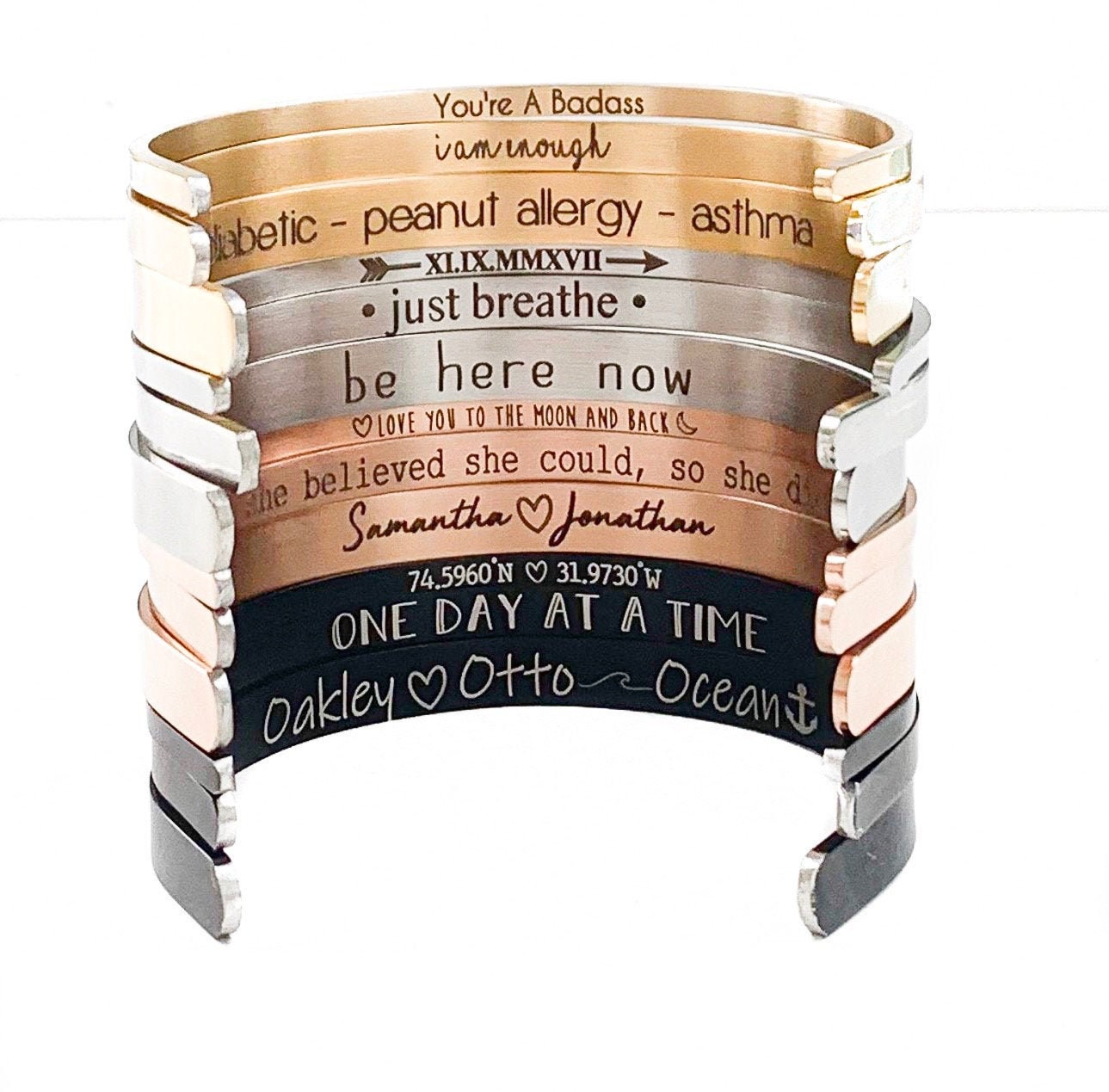 Secret Message Bracelets Personalized Cuff Bracelet Engraved Etsy