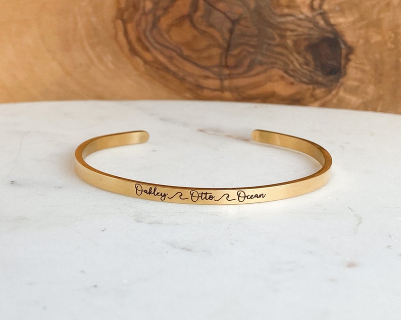 Personalized Name Bracelet, Gold Cuff Bracelet, Custom Name Cuff, Gift For Mom, Mom Gift, Dainty Bracelet, Skinny Personalized Stacking Cuff