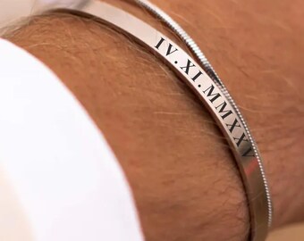 Custom Engraved Cuff Bracelet, Personalized Name Jewelry, Stainless Steel