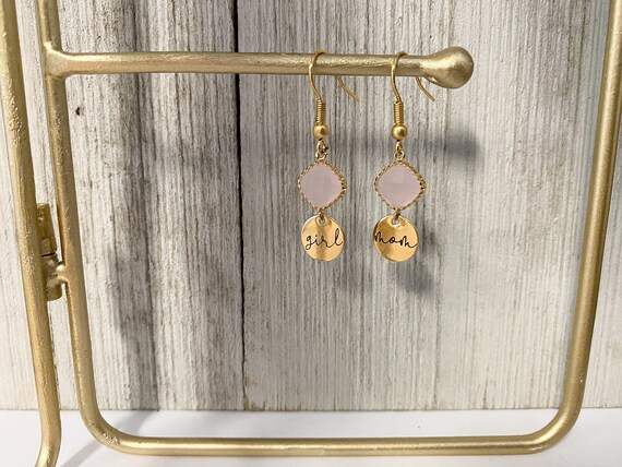 Engraved Girl Mom Earrings Dainty Gold Earrings Gift for Etsy Canada