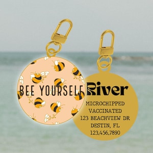 Bumble Bee Dog Tag, Pet ID Tag, Personalized Dog ID Tag, Custom Dog Tag, Custom Pet Tag, Dog Name, Personalized Pet Tag, Engraved Dog Tag