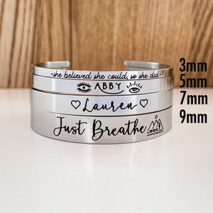 Personalized Bracelet, Custom Bracelet, Inspirational Gift, Engraved Cuff, Bridesmaid Bracelets, Stacking Bracelets, Gift For Her, Jewelry image 2