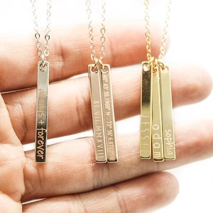 Collar de barra personalizado, collar con nombre, plata, oro rosa, collar personalizado, collar de monograma, regalo para mujeres, regalo para ella, nombre grabado