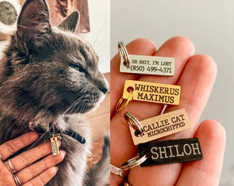 Personalized Stainless Steel Pet ID Tag, Custom Engraved Cat Dog Collar Tag
