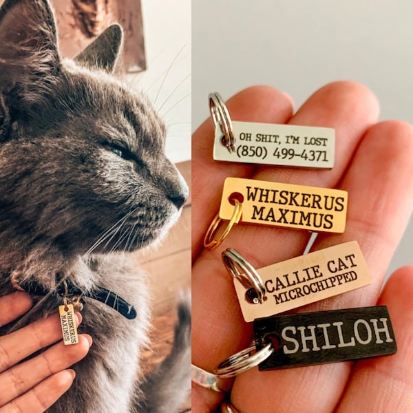 Personalized Stainless Steel Pet ID Tag, Custom Engraved Cat Dog Collar Tag