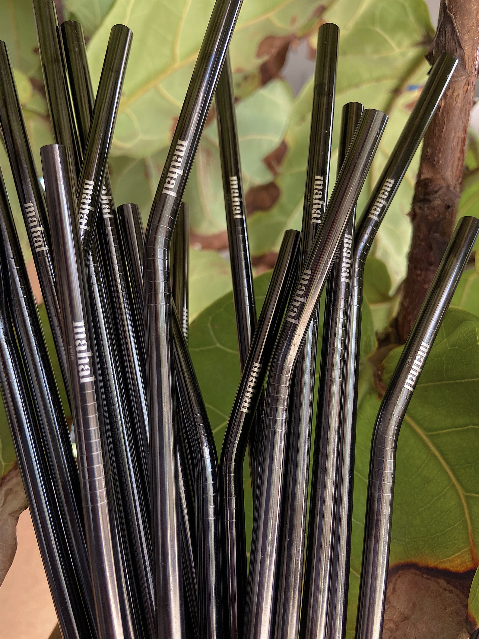 Custom Stainless Steel Tumbler Straw, Eco Engraved Straw, Black Metal