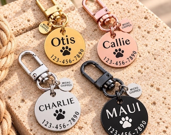 Custom Microchip Dog Tag, Engraved Stainless Steel Pet ID