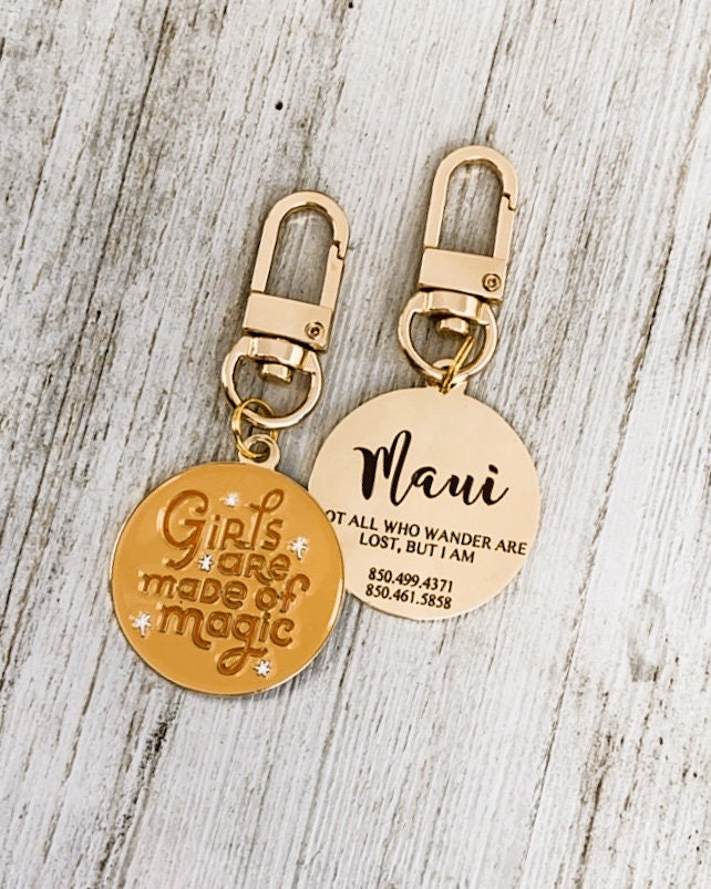 Personalized Dog Tag Girls Are Made of Magic Orange Dog Tag Etsy