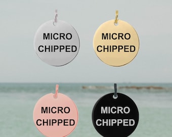 Tiny Microchip Dog Tag, Microchipped Add On, Dog Collar, Pet Tag, Pet ID Tag, Pet Accessories, Engraved Tag, Cat Tag, Cat Collar, Small 8mm