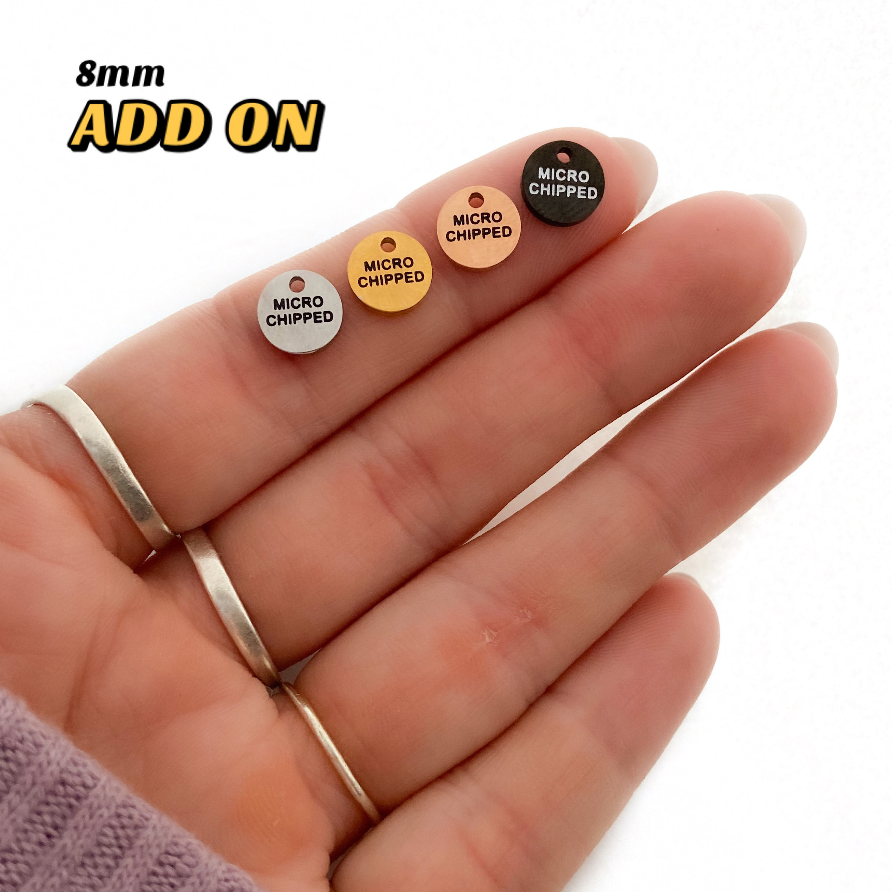 Tiny Microchip Dog Tag Microchipped Add On Dog Collar Pet Etsy
