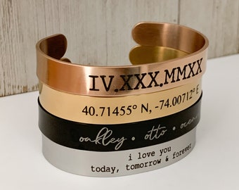 Personalized Mens Engraved Cuff Bracelet, Stainless Steel
