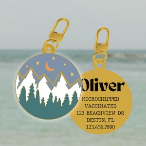Mountains Dog Tag, Pet ID Tag, Personalized Dog ID Tag, Custom Dog Tag, Custom Pet Tag, Dog Name Tag, Personalized Pet Tag, Engraved Dog Tag