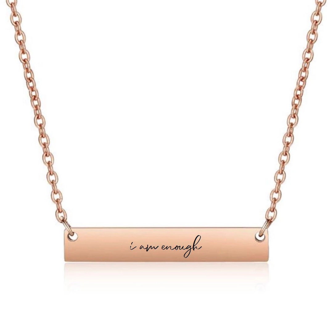 Sterling Silver Stamped I AM ENOUGH Necklace