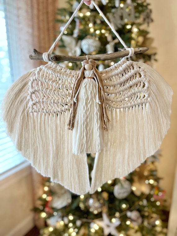 Boho Christmas Angel, Macrame Angel Wall Hanging, Christmas Angel Wall Decor, Angel Wings Wall