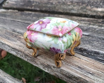 Earring Box Gift For Mom Gift For Her Vintage Floral Trinket Box Pill Box.